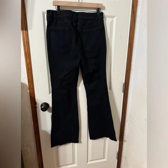 Tinseltown Midnight Black Denim wide leg with raw edge bottoms Size 15 - Picture 2 of 4